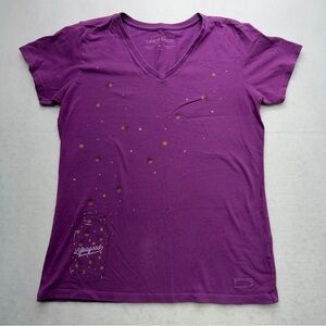 Life is Good Floating Fireflies Jar Short Sleeve Crusher V-Neck Women’s Size M